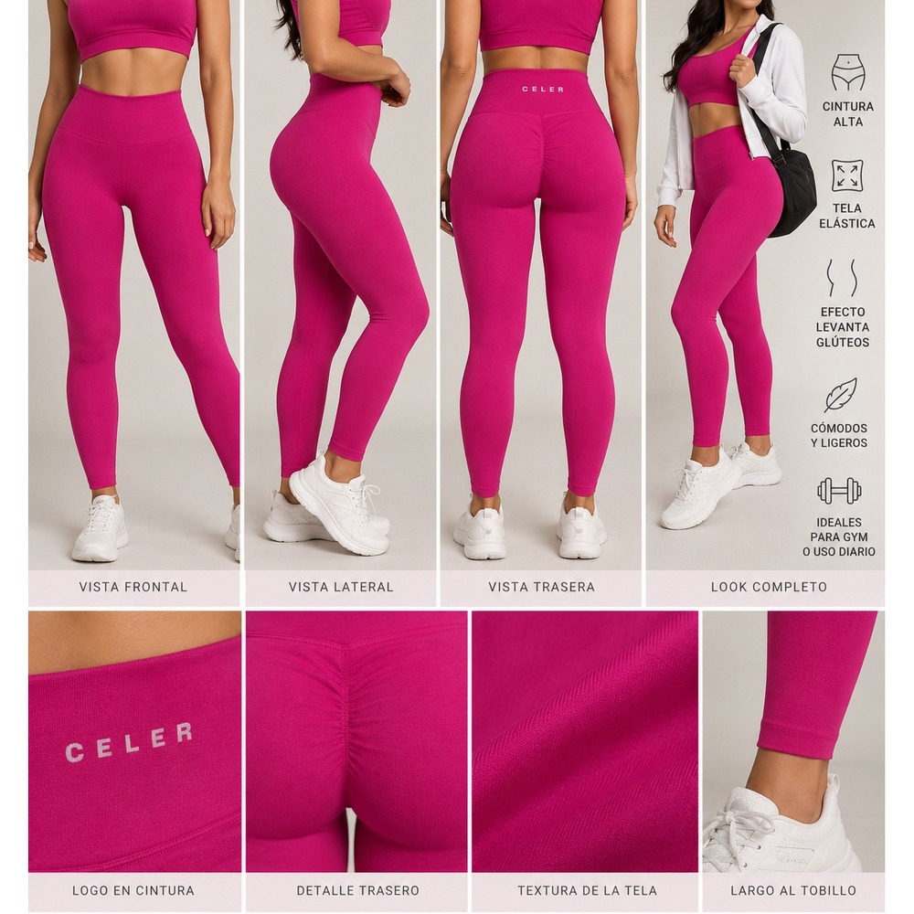 Celer Hot Pink Seamless Scrunch Butt High Waisted Leggings Workout Yoga
